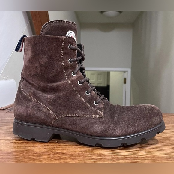 Mens Moncler Brown Suede Lace Up Combat Boots Size 42 8.5 US - Picture 1 of 9